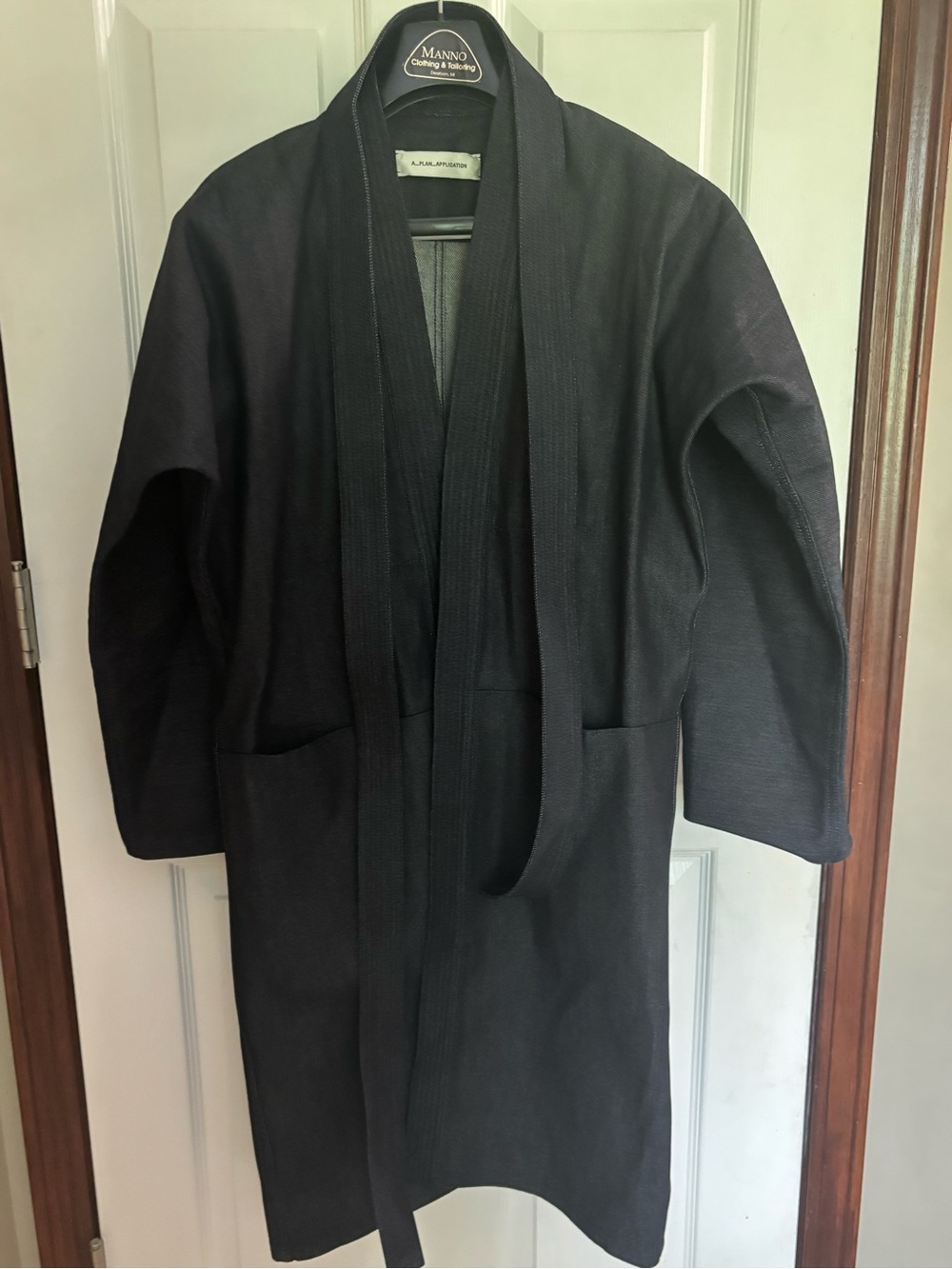 Dk Blue Denim kimono / Coat with pockets and Belt  Luxury brand made in italy